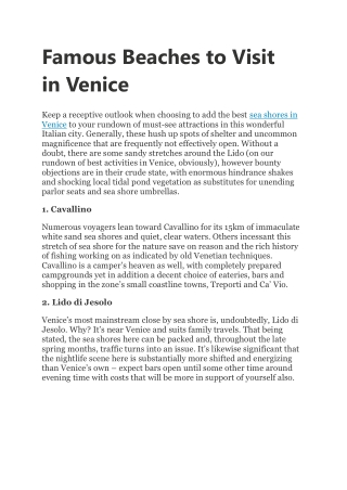 Famous Beaches to Visit in Venice