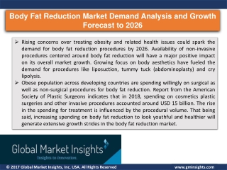 Body Fat Reduction Market Report by Regional Outlook & Growth Forecast to 2026