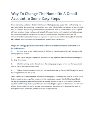 Way To Change The Name On A Gmail Account In Some Easy Steps