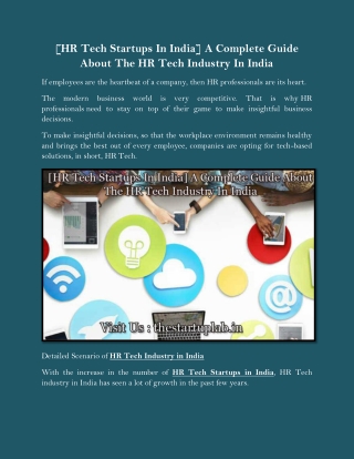 [HR Tech Startups In India] A Complete Guide About The HR Tech Industry In India