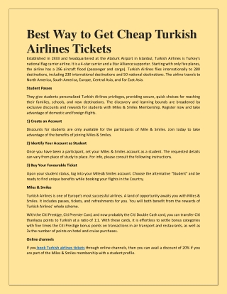 Best Way to Get Cheap Turkish Airlines Tickets