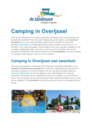 Kampeerdorp de Zandstuve - Camping Overijssel