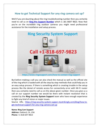 How to get Technical Support for any ring camera set up