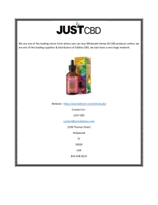 CBD Oil Wholesale | Justcbdstore.com