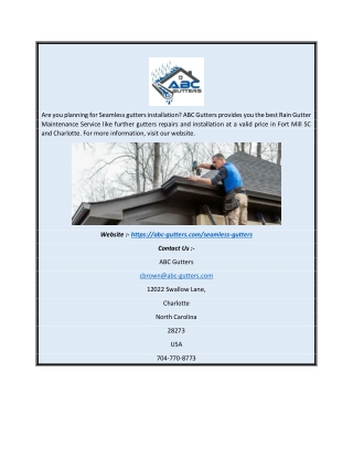 Seamless Gutter Installation Charlotte | ABC Gutters