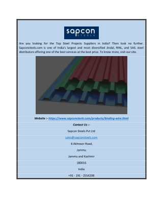 Binding Wire Supplier India | Sapcon Steels