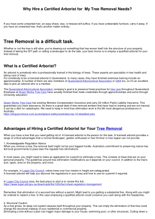 Why Should I Engage a Certified Arborist for  Tree Removal?
