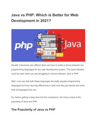 Java vs PHP: Which is Better for Web Development in 2021?