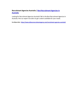 Recruitment Agencies Australia | Best Recruitment Agencies In Australia
