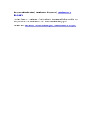 Singapore Headhunter | Headhunter Singapore | Headhunters in Singapore