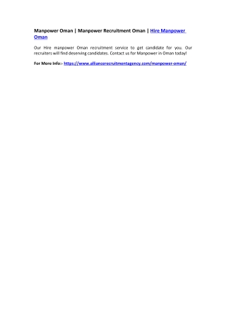Manpower Oman | Manpower Recruitment Oman | Hire Manpower Oman