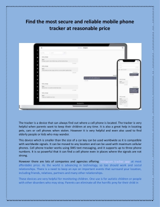 Find The Most Secure And Reliable Mobile Phone Tracker At Reasonable Price