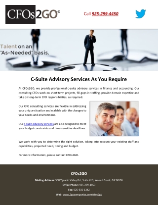 C-Suite Advisory Services As You Require