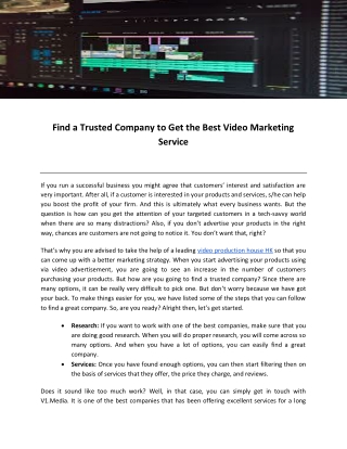Find a Trusted Company to Get the Best Video Marketing Service
