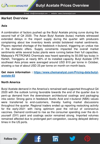 Butyl Acetate Prices, News, Market & Analysis | ChemAnalyst