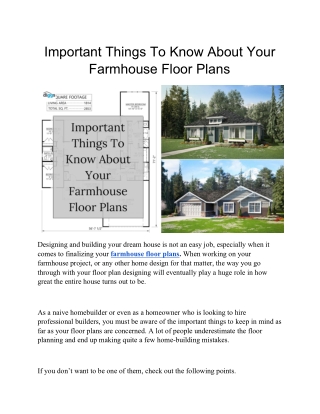 Important Things To Know About Your Farmhouse Floor Plans