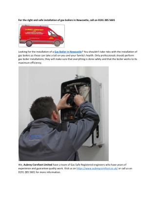 For the right and safe installation of gas boilers in Newcastle