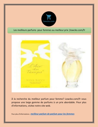 Les meilleurs parfums  pour femmes au meilleur prix |lowcko.com/fr