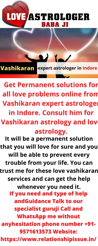 Vashikaran Expert Astrologer in Indore  91 9571613573 - free tips