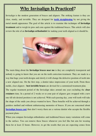 Why Invisalign Is Practiced?
