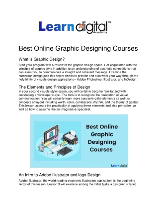 Best Online Graphic Designing Courses