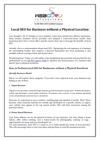 Local SEO for Business without a Physical Location