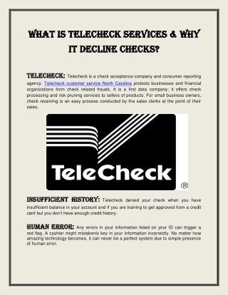 What is TeleCheck Services And Why It Decline Checks?