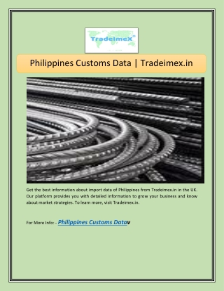 Philippines Customs Data | Tradeimex.in