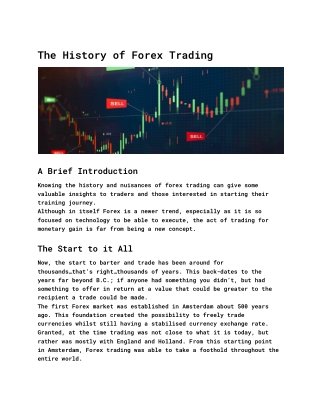 The History of Forex Trading