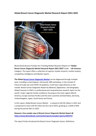 Global Breast Cancer Diagnostic Market Research Report 2021-2025