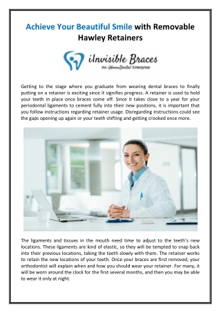 Achieve Your Beautiful Smile with Removable Hawley Retainers