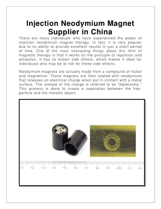 Injection Neodymium Magnet Supplier In China