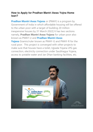 How to Apply for Pradhan Mantri Awas Yojana Home loan?