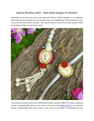 Best Rakhi Designs for Brother