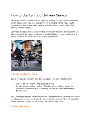 How to Start a Food Delivery Service