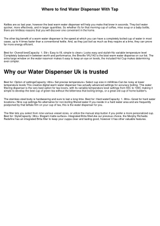 Why you should choose our Mains Water Dispenser