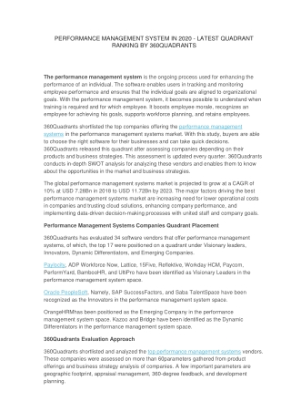 Performance Management System In 2020 - Latest Quadrant Ranking by 360Quadrants