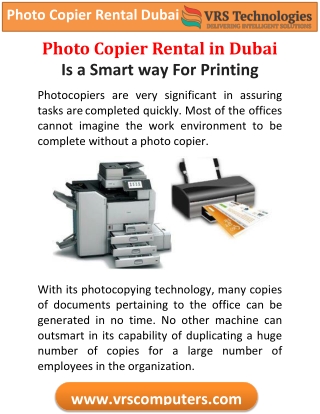 Photo Copier Rental in Dubai Is a Smart way For Printing