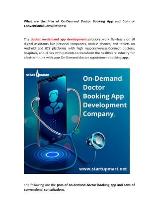 What are the Pros of On-Demand Doctor Booking App and Cons of Conventional Consultations?