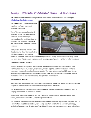 Catalog - Affordable Prefabricated Houses - A-Fold Houses