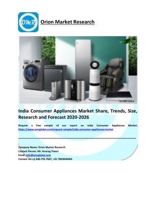 India Consumer Appliances Market Research and Forecast 2020-2026