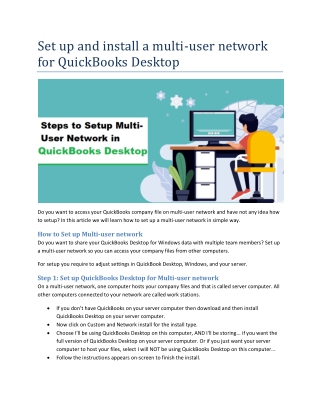 Set up and install a multi-user network for QuickBooks Desktop