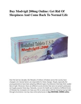 Buy Modvigil 200mg Online: Get Rid Of Sleepiness And Come Back To Normal Life