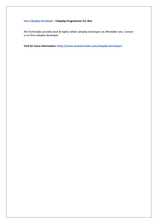 Hire Cakephp Developer - Cakephp Programmer For Hire