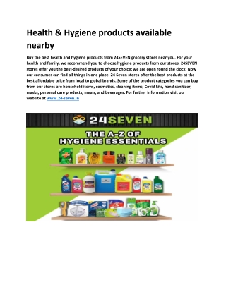 Health & Hygiene products available nearby