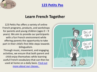 French Language Learning Classes - 123 Petits Pas