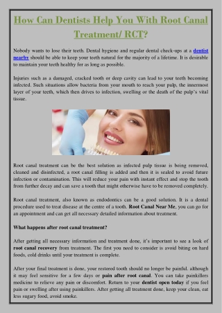 How Can Dentists Help You With Root Canal Treatment/ RCT?