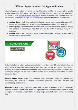 Different Types of Industrial Signs and Labels