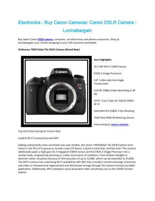 Electronics - Buy Canon Cameras: Canon DSLR Camera - Lovinabargain