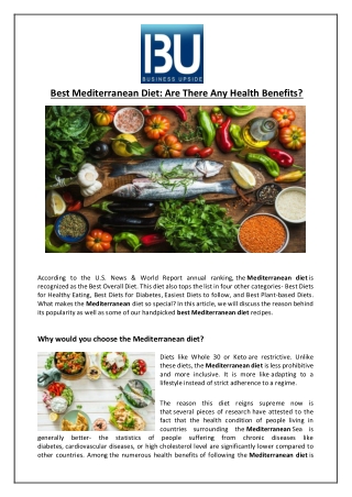 Best Mediterranean Diet: Are There Any Health Benefits?